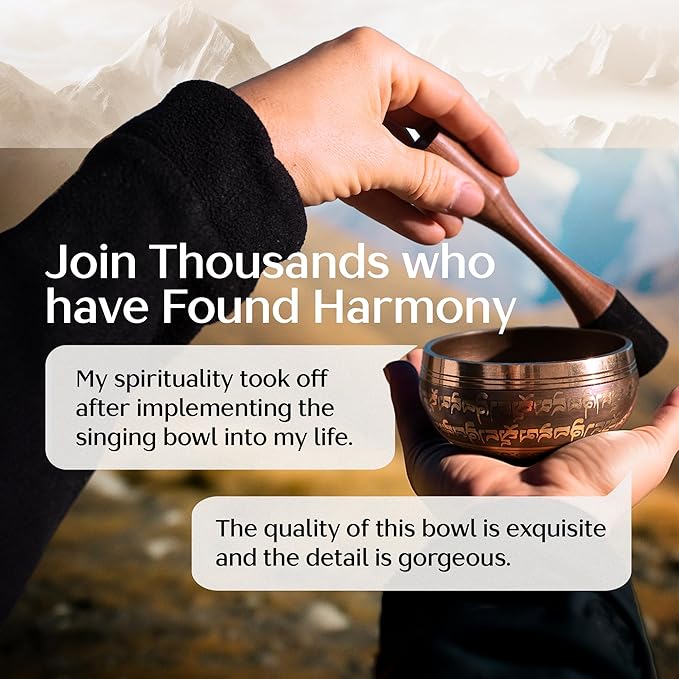 Handmade Tibetan Etched Singing Bowl Set with Case – Meditation Bowl & Sound Bowl with Cushion, Mallet & Guide – Portable Meditation Kit – Therapeutic Sound Devices – Yoga Accessories for Relaxation