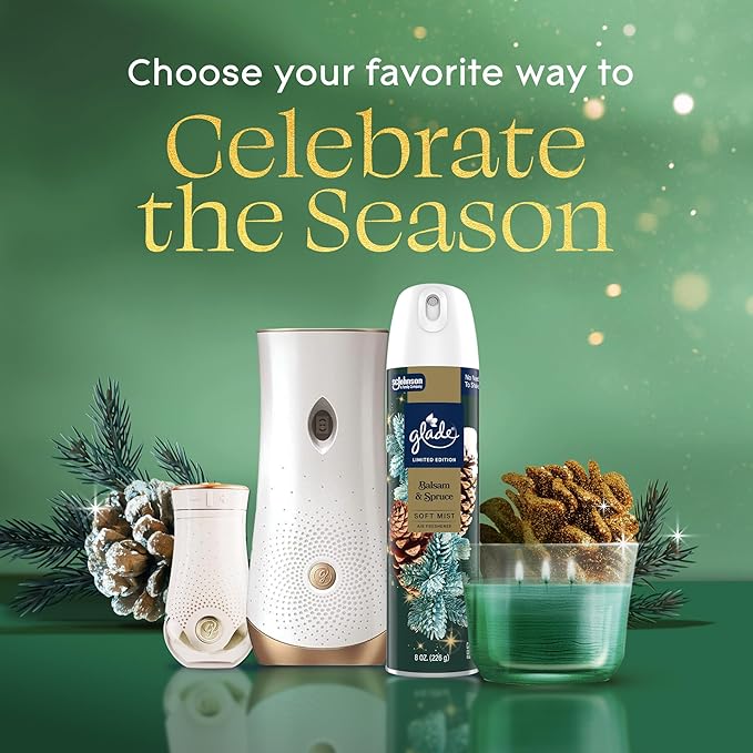 Glade Automatic Spray Refill, Balsam & Spruce, Scented Air Freshener for Home and Bathroom, 6.2 Oz, 3 Count