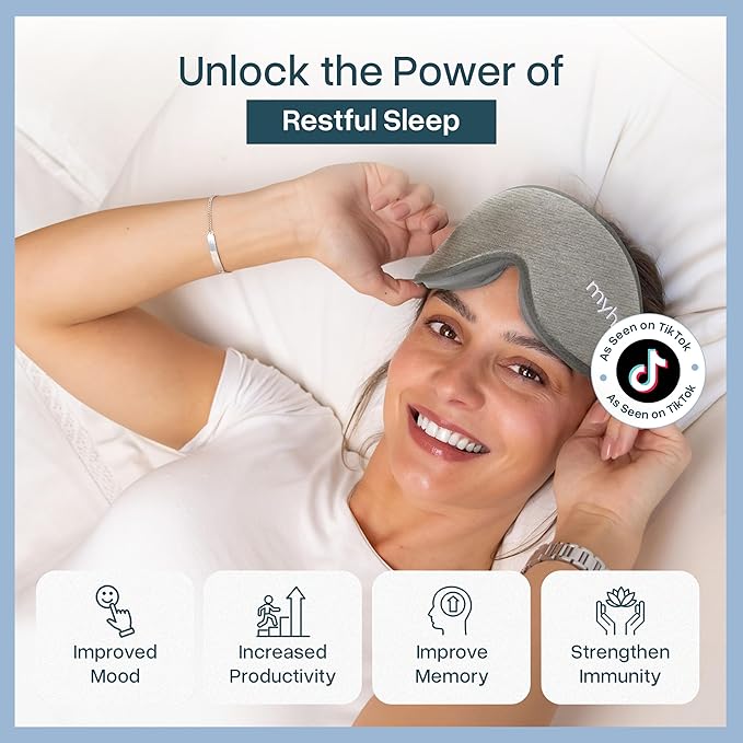 MyHalos® Cotton Sleep Mask - Eye Masks for Sleep - 100% Blackout Sleeping Mask for Women, Men & Side Sleepers - 3D Sleeping Eye Mask for Zero Pressure - Award Winning Design and Eyelash Friendly