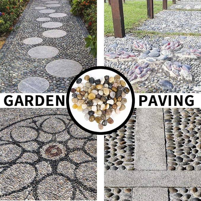 Pebbles Polished Gravel, Natural Polished Mixed Color Stones, Small Decorative River Rock Stones 2 Pounds (32-Oz)