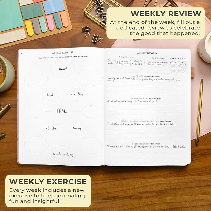 Clever Fox Gratitude Journal Large – Happiness, Positivity & Affirmation Journal – Inspirational Daily Notebook, 3 Months, 8.3x11” (Peach Pink)