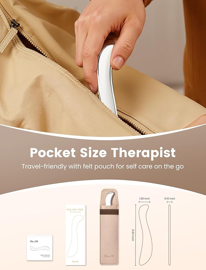 lifechill Stainless Steel Gua Sha Body Tool, Metal Muscle Scraper Tool for Physical Therapy, Fascia Massage Tools for Pain Relief Deep Tissue, IASTM for Self Care Routine
