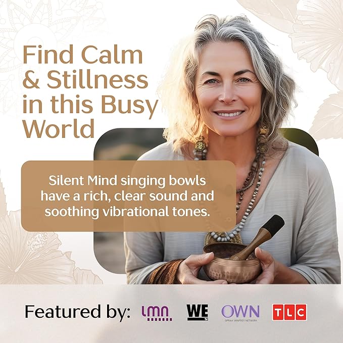 Tibetan Singing Bowl Set with Case – Authentic Plain Design – Meditation Bowl & Sound Bowl with Cushion, Mallet & Guide – Ancient Himalayan Meditation Tools – Vibrational Healing Instruments