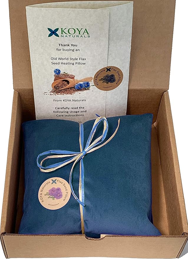 KOYA Naturals Soft Velvet Flax Seed Pillow with Lavender- Microwave Heating Pad – Microwavable Moist Heat Pack – for Neck, Muscle, Joint, Stomach Pain, Menstrual Cramps (Turquoise)