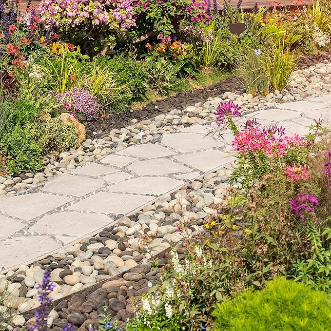 40lbs Large River Rocks for Landscaping, 2-3 Inch Natural Unpolished Bulk Pebbles, Hand-Picked Premium Stones for Garden Design Fish Tank, Flower Pots, Pathways and Backyard, Mixed Color