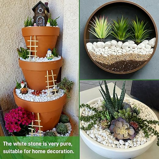 45LB Natural White Rocks, 1/4"-3/4" Garden River Rock,Decorative Pebbles Aquarium Gravel for Indoor Plants Garden Landscaping Terrarium Fish Tank and Outdoor Decoration