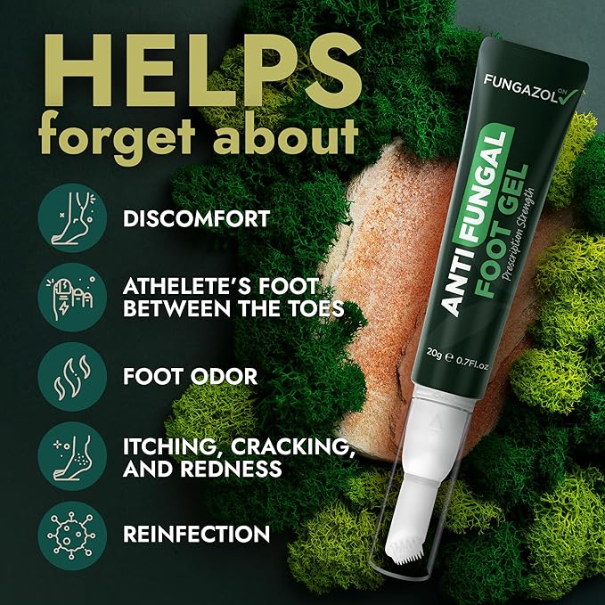Tea Tree Oil Antifungal Foot Gel | Relieves Jock Itch, Athleteβs Foot & Ringworm | Soothes Itching & Burning | Moisturizes Dry, Cracked Feet | No-Touch Applicator | 1-Week Treatment Option | 20g