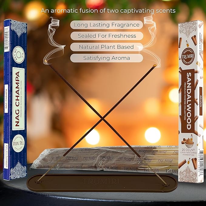 Trumiri Incense Sticks - Combo Pack of 35 Insence-Sticks - 15 Nag Champa + 20 Sandalwood - Insenses - Insents - Incents - Inscense - Incence - Incienso - All Natural Incense Sticks