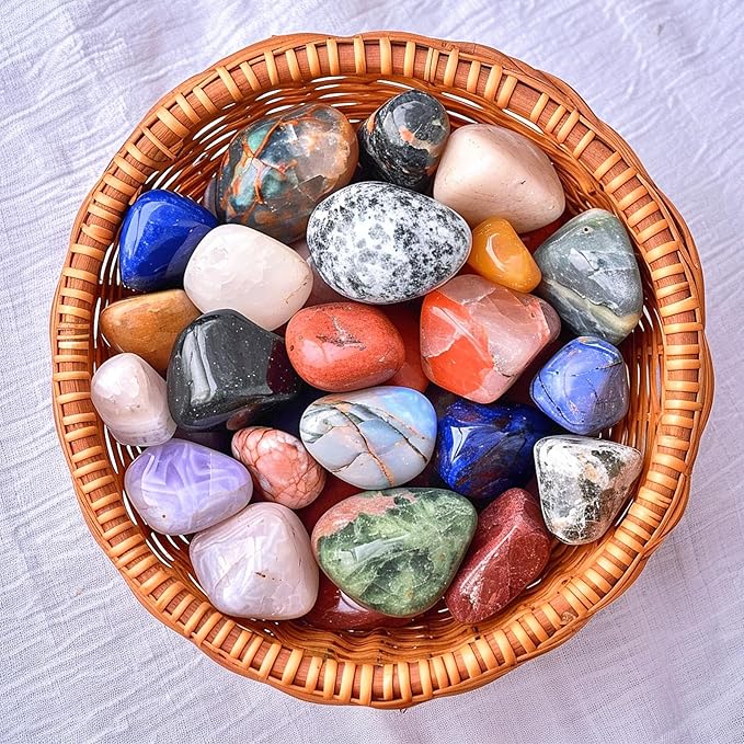 Polished African Blood Jasper Crystal - 2 Pcs of 1.2" Worry Stone for Anxiety, Pocket Palm Stone Super Large Handpicked Natural Tumbled Gemstones for Meditation, Reiki, Chakra Healing, Home Decor