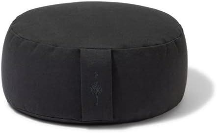 Organic Round Meditation Cushion by renoo - Durable Comfortable Cotton, Linen, Hemp - Modern Zafu - Buckwheat Floor Pillow Yoga Bolster in 15 Colors Removable Cover - 15 inches - Cosmos