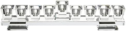 9 Branch Elegant Fine Glass Menorah : Modern, Elegant Jewish Hanukkah Replica Candelabra Candleholder Stand, 10.6"*2.7"