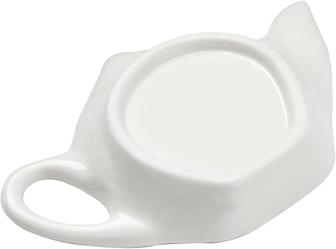 Coaster Set of 6 White Ceramic Tea Bag Holder and Stainless Steel Tea Bag Squeezer (style1)