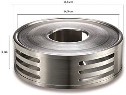 Teabloom Modern Tea Trivet - Stainless Steel Trivet and Teapot Warmer with Tea Light Candle