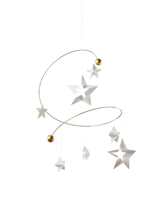 Starry Night 7 Mobile with 7 Hanging Stars - f163b - 11 inches - Handmade in Denmark by Flensted