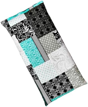 Large Microwave Heating Pad with Flax Seed, Scented or Unscented, Good for Back Pain or Cramps, Moist Heat Therapy or Ice Pack, Microwavable Bean Bag, 6" x 12" (Patchwork, Peppermint)