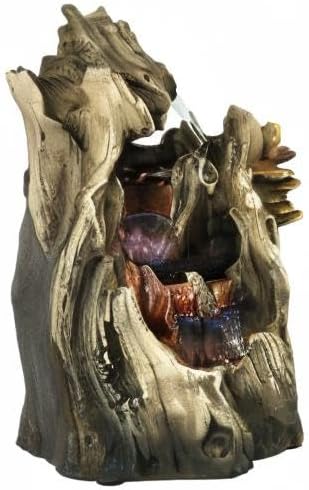 Sunnydaze Tabletop Water Fountain - 14 Inch Relaxing Indoor Desktop Water Fountain - Cascading Caves with LED Lights - Office, Bedroom, Living Room