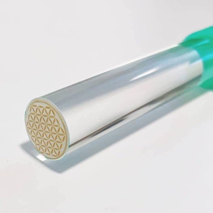 Singing Bowl Mallet Clear Acrylic Base Rubber Striker Mallet for Playing Quartz Crystal Singing Bowl with Bundle Pocket (Green)