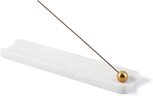 Koville Marble Incense Holder, Incense Holder for Sticks, Incense Sticks Holder Ash Catcher for Meditation Yoga SPA, Natural Stone Incense Burner, Home Table Decor(White)