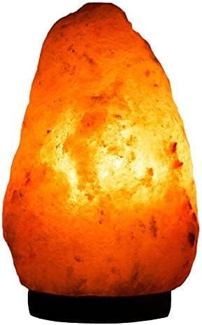 Himalayan Salt Lamp with Dimmer Switch - Natural Crystal Rock Night Light for Home Decor - Hand Carved Salt Lamp with Wooden Base - Soothing Amber Glow Night Light & Gifts