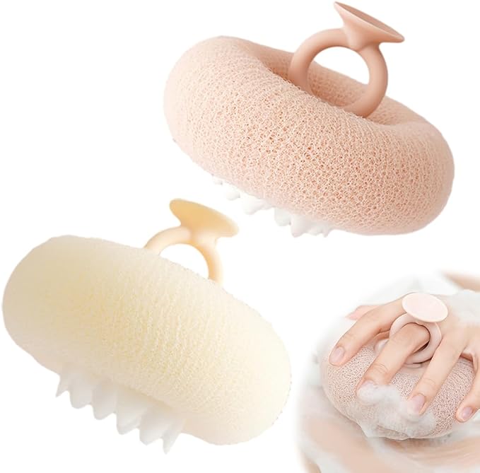 Super Soft Sunflower Suction Cup Bath Ball, 2025 New Bath Cleaning Brush, 2-in-1 Sponge Mesh Pouf Ball Body Scrubber, Shower Gloves Exfoliating Accessories for Men and Women