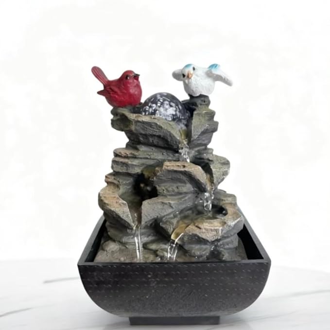 Indoor Water Fountain, Small Water Fountain Indoor, Indoor Water Feature with Desk Waterfall, Zen Table Top Fountains for Home Office Desk Decor, Mini Tabletop Fountains