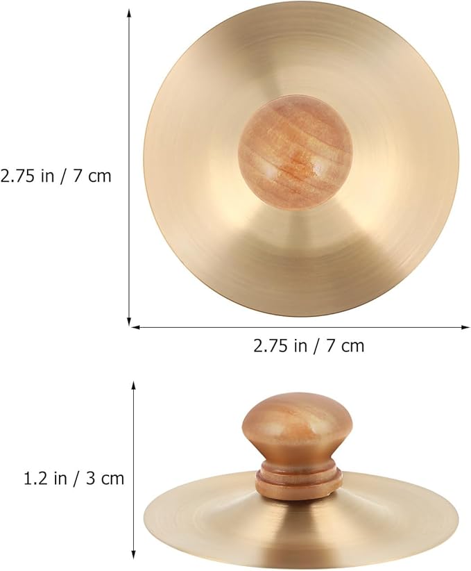 DOITOOL 1 Pair /2 pcs Small Finger Cymbals Belly Dancing Hand Cymbals for Adults Kids Percussion Musical Instrument for School Bands Family Entertainment, Golden Zills/Sagats 2.75 * 2.75 * 1.18inch