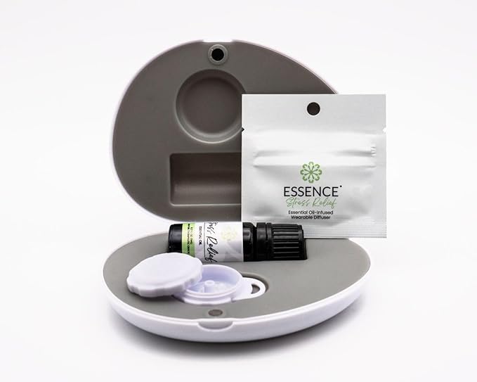 Essence Pearl Travel Case - Wearable Aromatherapy Kit with Nasal Diffuser Rings, Soaking Bay, and 5mL Essential Oil – Portable Wellness Gift Set for On?The?Go Self Care