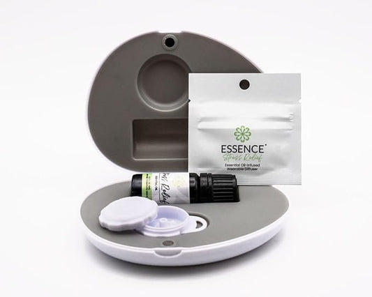 Essence Pearl Travel Case - Wearable Aromatherapy Kit with Nasal Diffuser Rings, Soaking Bay, and 5mL Essential Oil – Portable Wellness Gift Set for On?The?Go Self Care