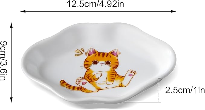 Cinf White Ceramics Tea Bag Coasters Caddy Holder Thanksgiving Set of 4 Cat for Used Tea Bag Spoon Rests Snack Dish