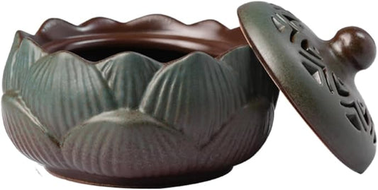 Incense Burner or Incense Cone Holder,Lotus Cone Incense Burner,Incense Cone Holder for Incense Cone and Coil Incense, Coil Incense Burner Set for Office Yoga and Home,Green