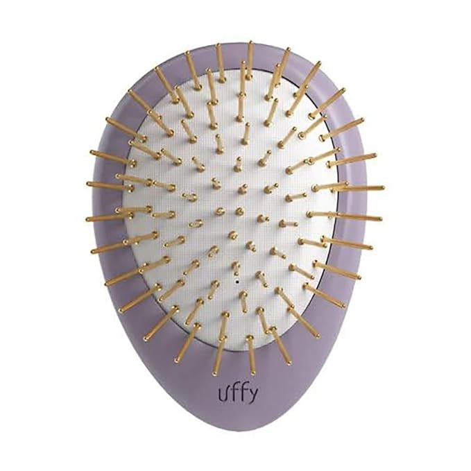 Uffy Acubrusher – 24K Gold-Plated Gua Sha Hair Brush | Ergonomic Scalp Massager for Dandruff & Hair Growth | For All Hair Types | Ideal Gift Choice in Violet Purple