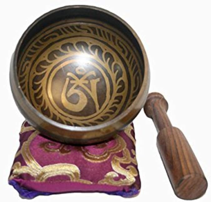 3003 SB 'D' Note Sacral Chakra Antique Tibetan Auspicious Symbol Bowl Set ~ Nepal