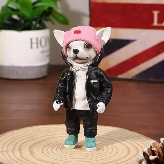 2025 Coolest Dog Sculpture for Home, Dog Statue Crafts Living Room Desktop Decorations,Handmade Casual Small Resin Animal Statue Ornament Home Decor Black
