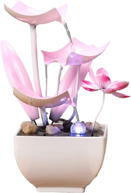 Desktop Water Fountains: Relaxing Zen Décor for Home Living Room or Bedroom and Office - Home Décor Soothing Sound Pink
