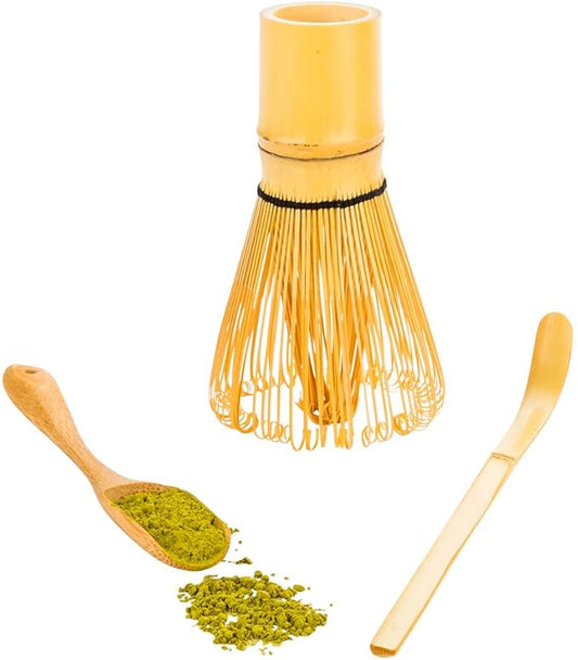 Restaurantware-Dojo Matcha Tea Whisk Set, 3-Piece Traditional Matcha Brush Set - Includes Whisk (Chasen), Scoop (Chashaku), And Spoon, Durable, Bamboo Matcha Making Set, Heat-Resistant, Sustainable