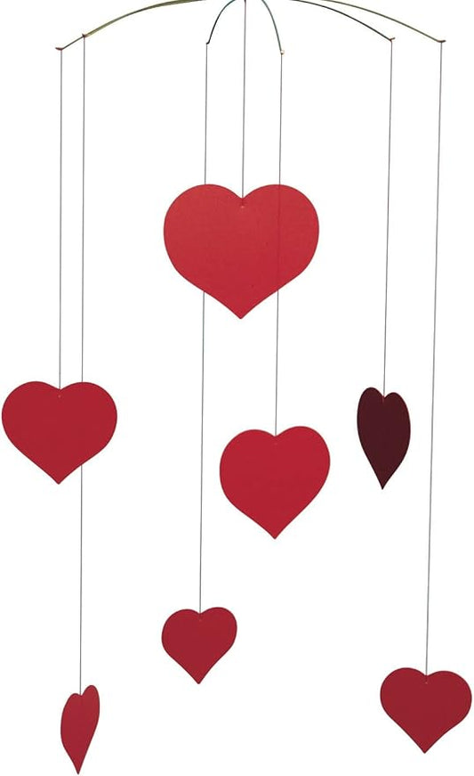 Happy Hearts (Valentine) Hanging Mobile - 16 Inches - High Quality Plastic - Handmade in Denmark by Flensted