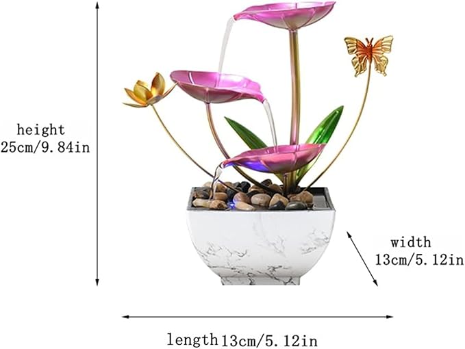 Pink Tabletop Water Fountain, Fall Decor USB Desktop Sleep Waterfall, Women Office Decor, Zen Garden for Desk，Thanksgiving Gift