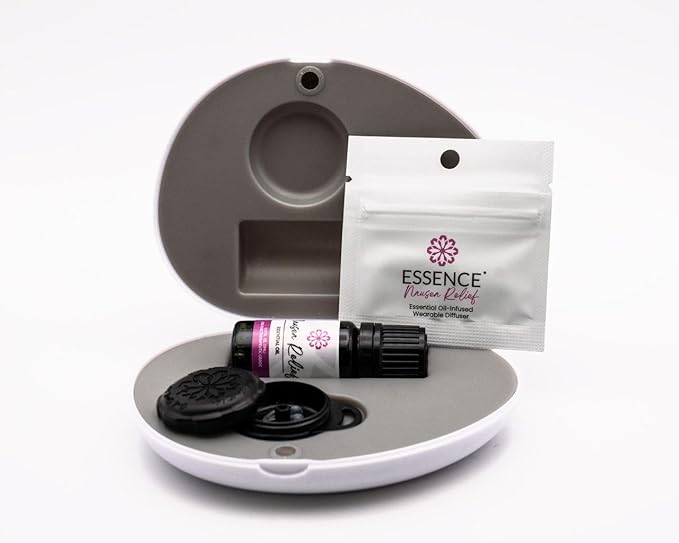 Essence Pearl Travel Case - Wearable Aromatherapy Kit with Nasal Diffuser Rings, Soaking Bay, and 5mL Essential Oil – Portable Wellness Gift Set for On-The-Go Self Care