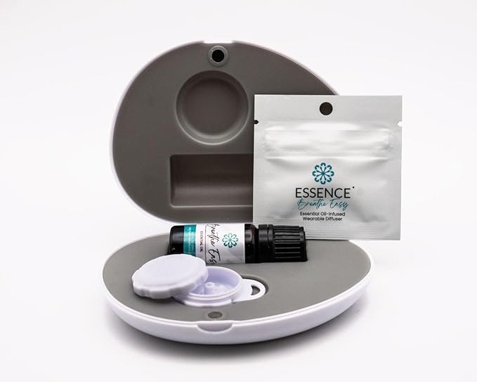 Essence Pearl Travel Case - Wearable Aromatherapy Kit with Nasal Diffuser Rings, Soaking Bay, and 5mL Essential Oil – Portable Wellness Gift Set for On?The?Go Self Care