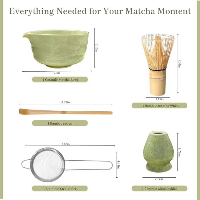 Premium Matcha Whisk Set – Traditional Handcrafted Bamboo Tea Whisk for Japanese Tea Ceremony – 100 Prong Brush for Lump-Free, Creamy Froth – Durable Matcha Starter Kit & Gift