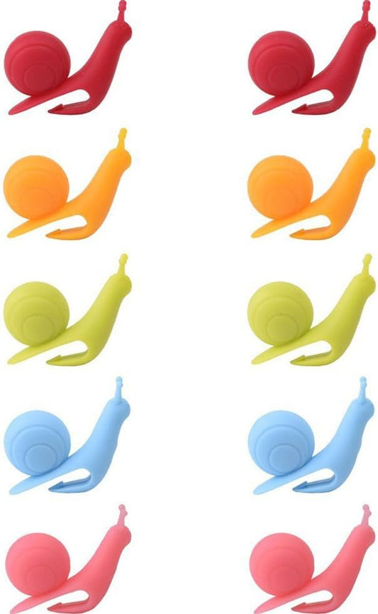 NaSh-Design 10 Pieces Cute Snail Shape Silicone Tea Bag Holder (Candy Colors)