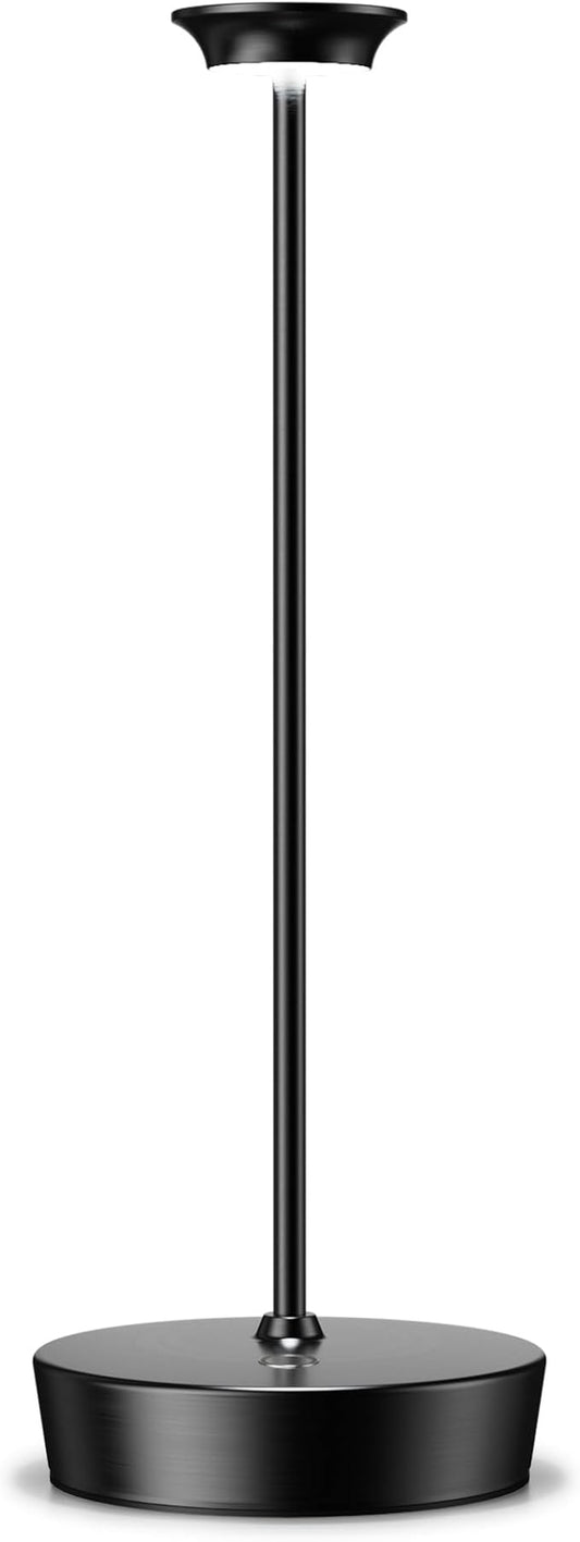 YHT Cordless LED Table Lamp Set of 2, Outdoor Portable LED Table Lamp, Dimming 6000mAh Battery Waterproof Table Light for Restaurant, Patio, Dinner, Bedroom (Black)