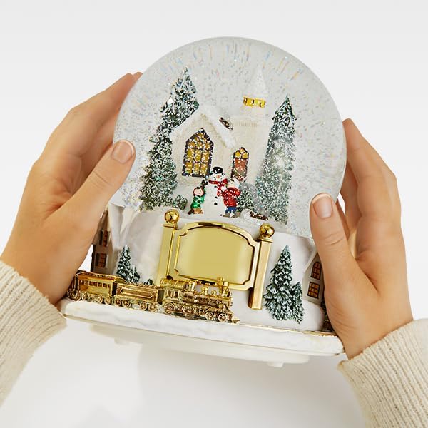 THINGS REMEMBERED Engraved Light Up Colorful Village Musical Snow Globe, Plays Joy to The World Music, Beautiful and Unique Christmas Decor(Free Customization)