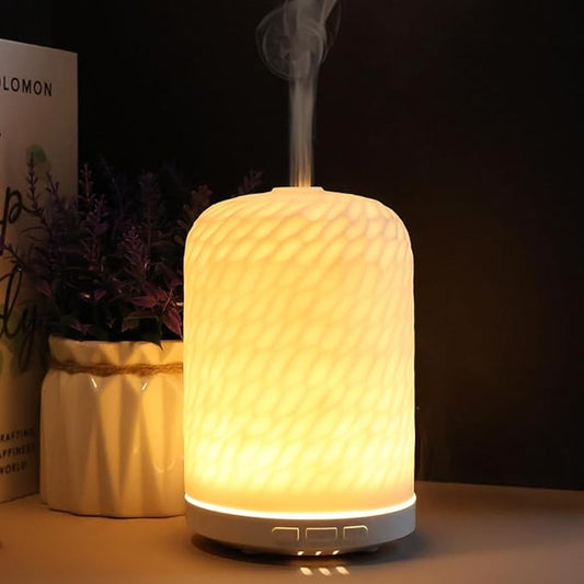 Essential Oil Diffuser – 2.4MHz Ultrasonic Aromatherapy Diffuser, Health Night Light, Timer & Auto Shut-Off, BPA-Free, 120ml Ceramic Oil Diffuser for Home, Office, or Spa, Yoga