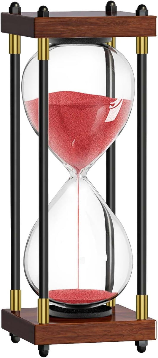 Sand Timer 60 Minute, 60 Min Hourglass Red Sand Clock, 1 Hour Wooden Retor Hour Glass, One Hour Sandglass, Reloj de Arena, Creative, Decoration, Office
