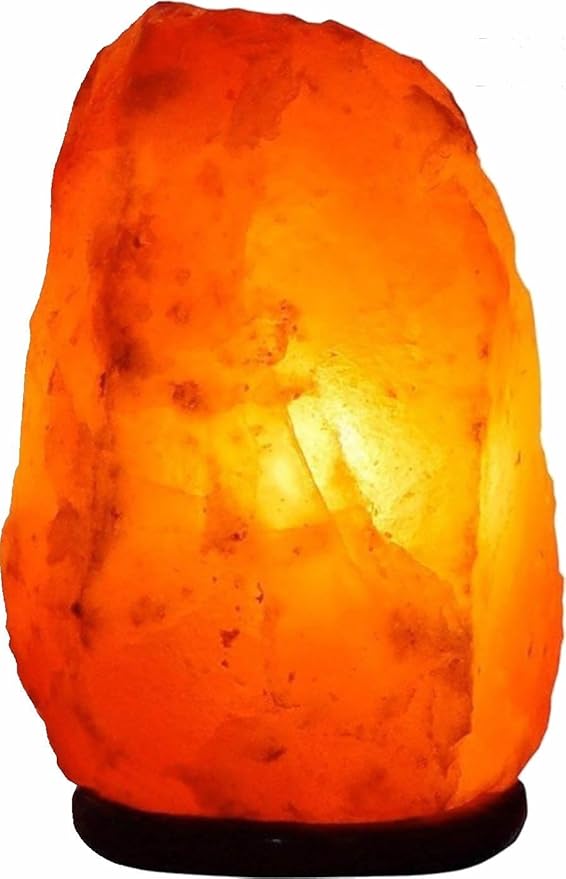 Needs&Gifts Himalayan Salt Lamp, Natural Crystal Rock Lamp Pink Light, Hand Crafted Wooden Base Direct from Foothills of The Himalayas Home Decor, Dimmable lamp Pinkish-orange 4-7LB (N23)