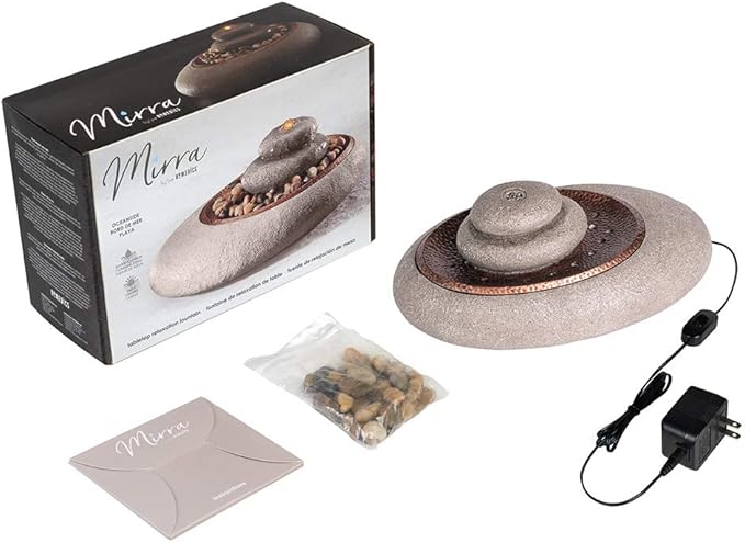 Homedics Mirra Oceanside Relaxation Fountain - Serene Decorative Home Decor, Natural