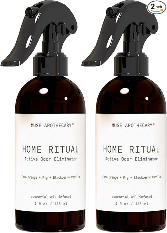 Muse Apothecary Home Ritual Active Odor Eliminator Spray - Furniture Deodorizer Spray & Bathroom Odor Eliminator for Home - Essential Oil Air Freshener - 4oz, Cara Orange + Fig + Blackberry Vanilla, 2
