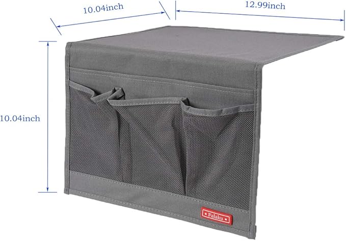 Bedside Caddy,Bedside Organizer Caddy Under Mattress,Holds Magazines,Books (4 Pockets-Grey)