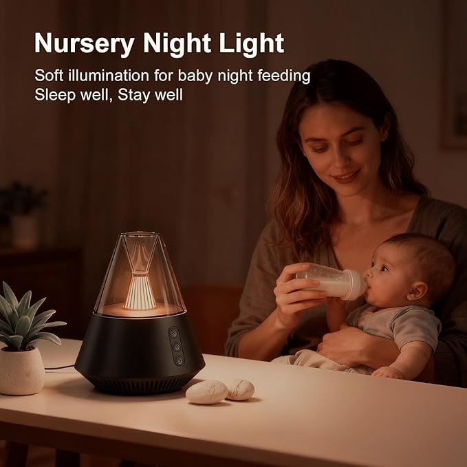 2025 KIPCUSH White Noise Sound Machine Night Light 30 Soothing Sounds 3-Level Brightness 31 Level Volume Memory Function Plug-in use Type-C Sleep Sound Machine for Baby/Adults（Black）